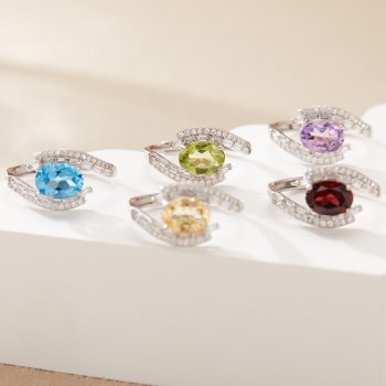 S925 Sterling Silver Natural Gemstone Ring High-End Unique